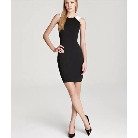 Jay Godfrey Black & Cream Strap Colorblock Sheath Bodycon Blue Zipper Mini 10 - Picture 1 of 14